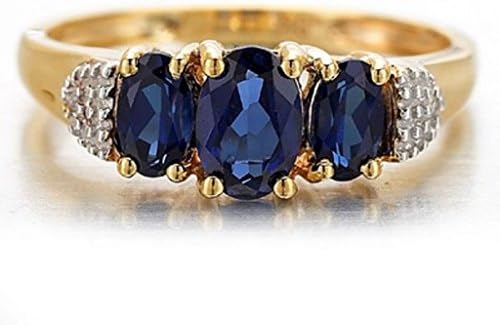 T-Jewelry Fashion Blue CZ Sapphire 18K Gold preenchido com os anéis da mulher tamanho 6-10
