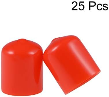 uxcell 25pcs tampas de borracha de borracha 21mm ID ID do vinil tampa redonda da tampa da tampa do parafuso Red Red Red