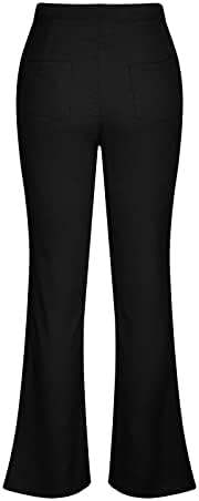 Calças de gordo de veludo feminino feminino feminino Badhub Skinny calças casuais de bootcut yoga esporte de leggings empilhados com bolsos