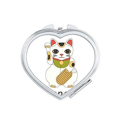 Cultura japonesa local Lucky Cat Mirror Travel Magnificação portátil maquiagem de bolso