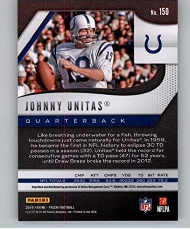 2019 Panini Prizm 150 Johnny Unitas Baltimore Colts NFL Football Trading Card