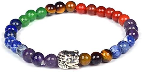 Indiana 7 chakra 6 mm Bracelete de pedra de cristal natural para cura e cura de cristal de reiki para homens e mulheres