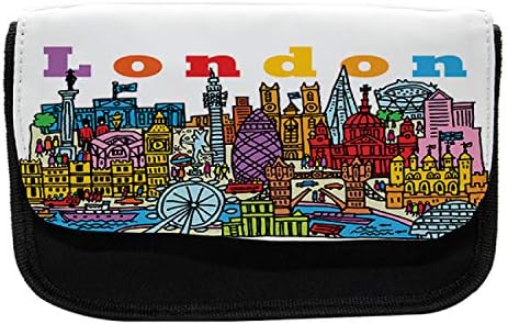 Caixa de lápis de Londres lunarable, paisagem urbana de desenhos animados multicolor