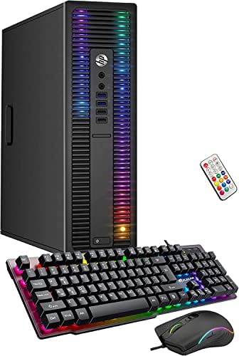 HP elitedesk Desktop RGB Lights Computer AMD A-Series Processador, Windows 10 Pro 64 bits, Wi-Fi, Teclado de PC para