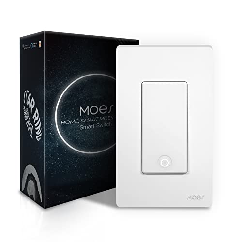 MOESGO 2ª Geração WiFi Smart Light Switch, interruptor de parede inteligente de 3 vias 2.4GHz WiFi, fio neutro necessário,