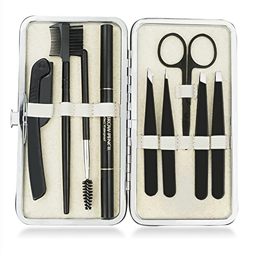 Tweezers de Zhzh para sobrancelhas Definir um aparador de sobrancelha de aço de precisão, lápis de sobrancelha. Cabelo facial, cabelos