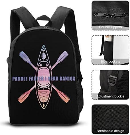 Rase mais rápido, ouço os conjuntos de mochilas da escola de banjos para estudante fofo estampado estampado conjunto com