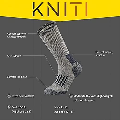 Kniti Merino Wool Cushion Socks Caminhando meia térmica quente para homens e mulheres 4 pares