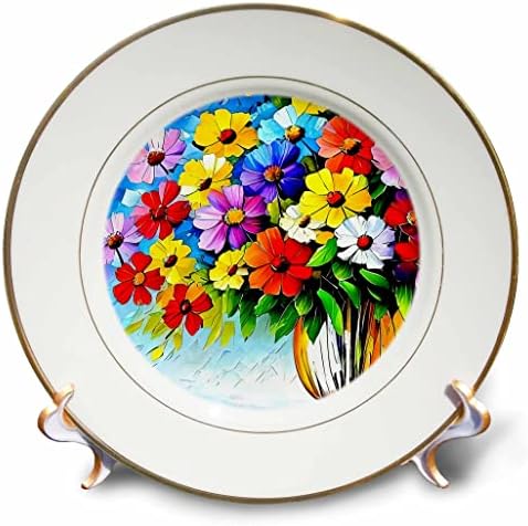 3drose doce doce bando de flores coloridas de verão em um presente de vaso de vidro - pratos