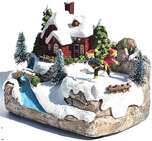 Christmas Village abriga a bateria/USB, Lights Lights Snowman Snowman Decoração de ornamentos de Natal, ornamentos elétricos edifícios iluminam cena