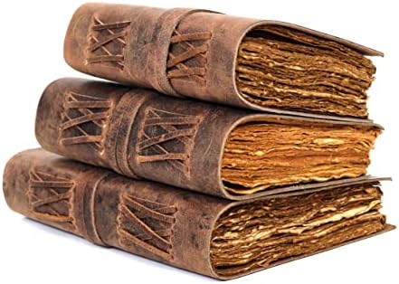 Journal de couro vintage, 200 artesanato artesanal de papel de borda de deckle, livro de esboço de couro, caderno de couro,