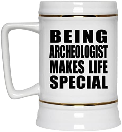 Designsify ser arqueólogo torna a vida especial, caneca de 22 onças de cerveja de cerâmica com alça para freezer,