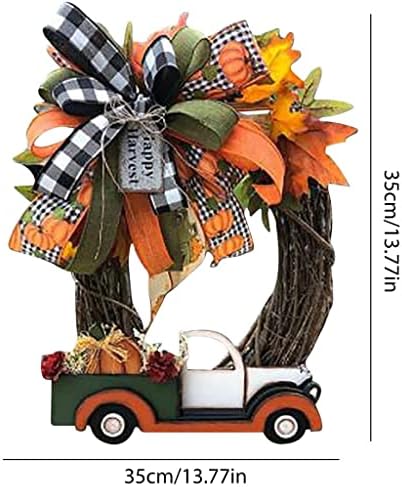 Jahh Vintage Pumpkin Truck Wreath, Decorações de Halloween-Farmhouse