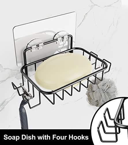 Purdaz Corner Shower Caddy Shelf organizador com sabão, cesta de banheiros à prova de ferrugem com 8 ganchos, adesivo