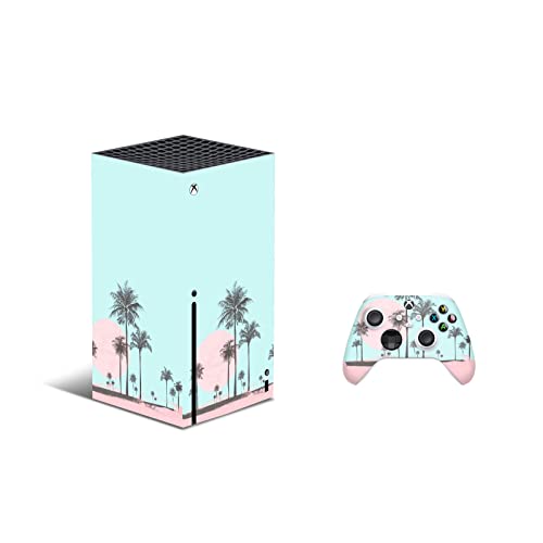 Zoomhitskins Compatível para Xbox Series X Skin, Série X Capa de pele, California Dream Pink Palm Tree Beach Summer, Durável &