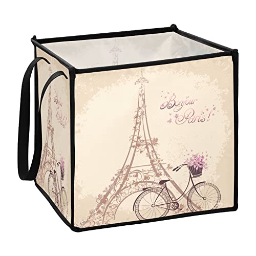 Paris Eiffel Bicicleta Armazenamento de Bincos de Bincos de Toy Storage Cobertismo cesta de lavanderia cesto de berçário