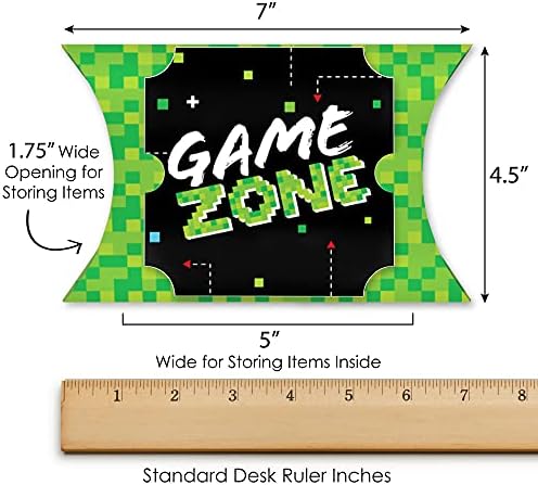 Big Dot Of Happiness Game Zone - Favor Gift Boxes - Pixel Video Game Party ou Birthday Party Grandes Caixas de travesseiros - Conjunto de 12