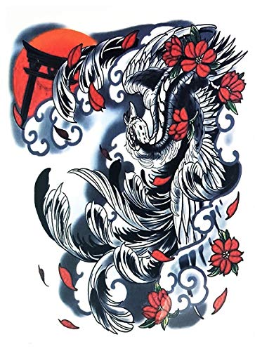 Parita Big Tattoos Warrior Dragon Phoenix Flor Bird Bird Samurai Tattoo Tattoo Arte corporal Fake for Children & Adults Birthday