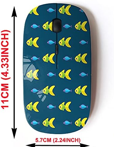 2.4g mouse sem fio com design de padrões fofos para todos os laptops e desktops com receptor nano - Oceano de padrão de peixe