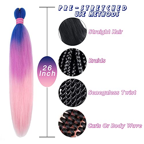 Yolanfairy pré -esticada Extensão de cabelos de trança 26 polegadas 6 pacotes de alta temperatura Fibra sintética ombre ombre Twist Hair Extension for Braids