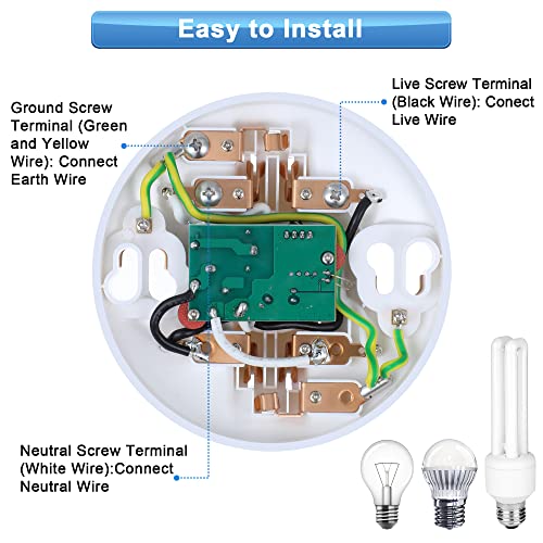 Soquete de lâmpada de lâmpada de controle remoto com timer, suporte de lâmpada de teto de plástico PBT com 2 luminária de