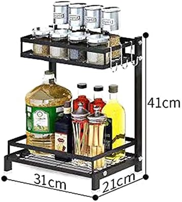 Jinyisi Aço inoxidável preto rack de cozinha, bancada para várias camadas de camada de camada, jarro de tempero e