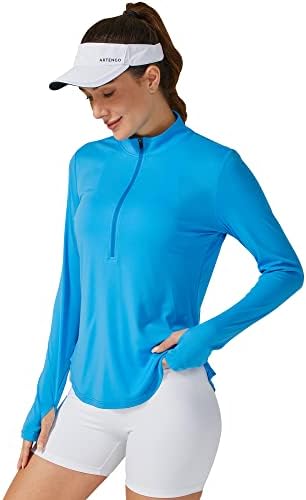 G4Free Womens UPF 50+ Camisas de caminhada de proteção solar rápida Treina de luvas longa de manga comprida Tops de golfe leves de corrida