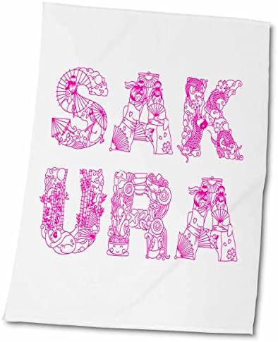 3drose sakura texto decorativo em duas linhas - rosa em branco - toalhas