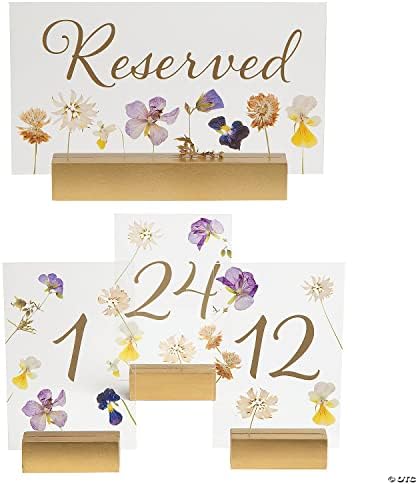 Números de mesa de flores prensadas por casamento Conjunto | PLÁSTICO - Limpo | 30 peças