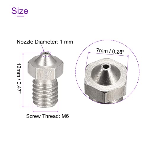 DMIOTECH 2 pacote de 1 mm 3d Bocal de aço inoxidável para a aço para a extrusora V5 V6, filamento de 1,75 mm