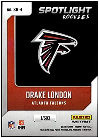 Drake London RC 2022 Panini Instant Spotlight Rookie /603BW4 NM+ -MT+ NFL FOULTE FALCONS