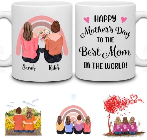 WhidoBe Personalizou Mother Coffee Caneca Custom 11oz, caneca de 15 onças com avatar, nome, citação - presente para mamãe da filha no dia das mães - feliz dia das mães para a melhor mãe do mundo