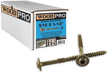 Woodpro Fixadores ST516X318B 5/16 polegadas por 3-1/8 polegadas de comprimento arruela redonda parafusos de madeira externa, 250