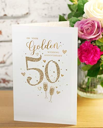 Cartão de aniversário de casamento de ouro do Reino Unido - cartão de aniversário do 50º aniversário - cartão de aniversário para casal,