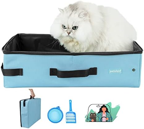 Caixa de areia de gato de viagem portátil Petisfam para gatos médios e gatinhos com tampa com zíper para manter