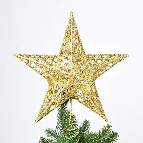 Termos solares completos Glitter Iron Star Christmas Tree Top Decoration Ornament, Tamanho: 30 cm x 25cm, entrega de cores aleatórias.