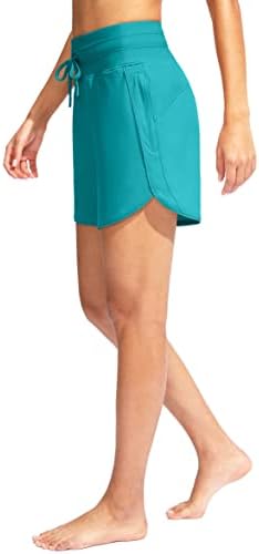 Kayrth Women's 3 de cintura alta shorts de tábua com zíper bolos rápidos shorts de roupas de banho secos com revestimento