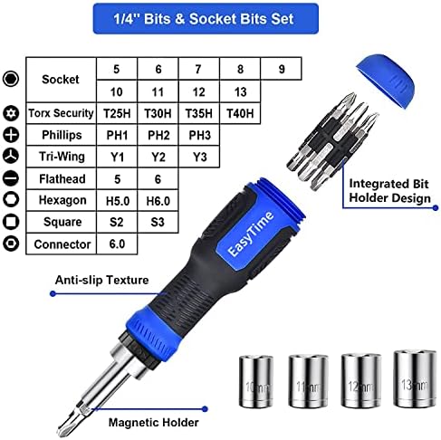 Chave de fenda de catraca Bits de soquete: EasyTime 78pcs Bit de chave de fenda magnética de precisão com kits de ferramentas