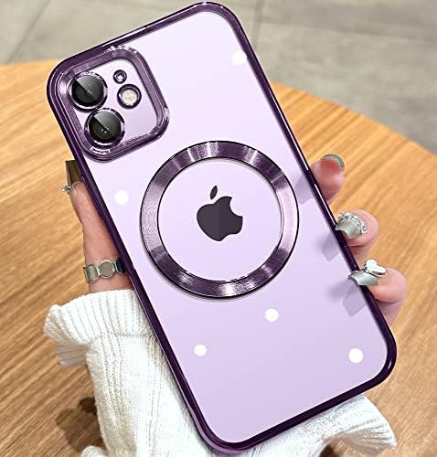 Jueshituo Magnético Matallic brilhante Clear para iPhone 12 Case com proteção completa da capa da câmera [ímãs N52 n.1 Strong] [Proteção