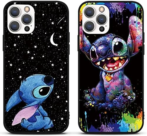 [2 pacote] Caso fofo projetado para maçã iPhone 14 Pro Case, Kawaii Cartoon estético estampado Casos de telefone de costura