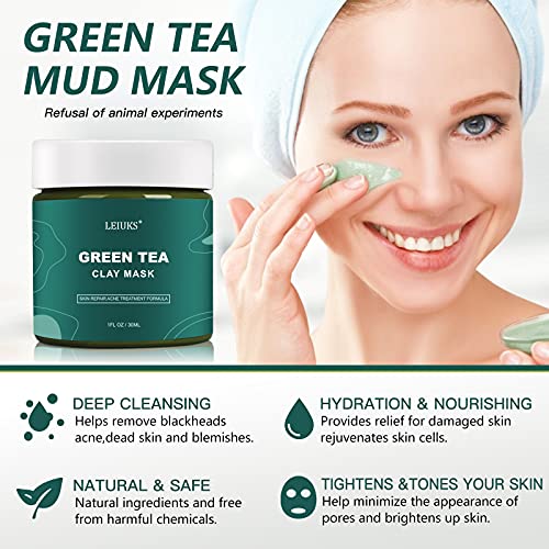 Máscara de chá verde do Leiuks, máscara de chá verde matcha, máscara de removedor de cravo de lavagem profunda,