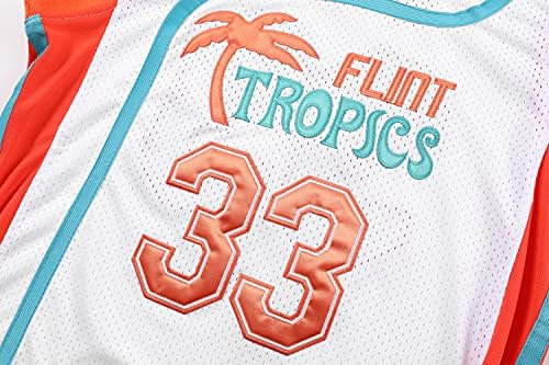 Flint Tropics Jackie Moon 33 Coffee Black 7 Semi Pro 90s Hip Hop Roupas para festas Jersey de basquete Green White