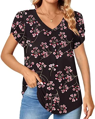 Women Deep V Neck Cotton Cotton Floral Fit Fit Relaxed Fit Brunch Boho Top camiseta para meninas Summer Summer outono xi