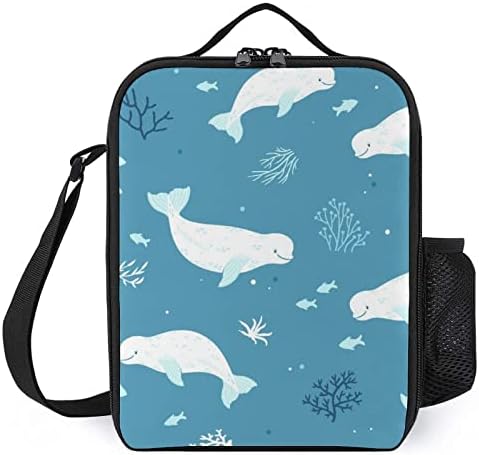 Beluga fantástica Beluga reutilizável lancheiras para lancheiras de poliéster Pacote de refeição portátil para homens