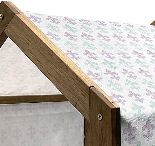 Ambesonne Fleur de Lis House Dog House, abstrato antiquado Lily Flowers Grunge Look Pastel Colors, Kennel portátil