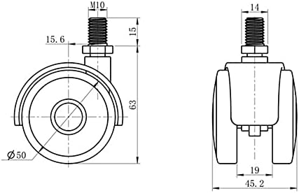 TBGFPO UNIVERSAL CASTER MUTE MUTE Cadeira Giratório Redação Substitua Rolos de Móveis Rolos de Rolos de Borracha Freio