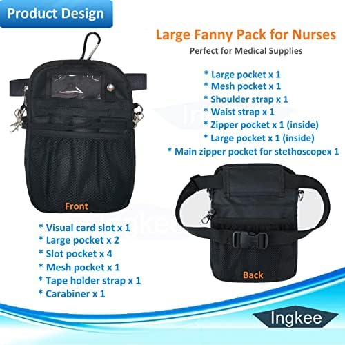 Pacote de Fanny de enfermagem ingkee com porta-estetoscópio, bolsa de cinto de ferramentas de enfermagem, bolsos múltiplos