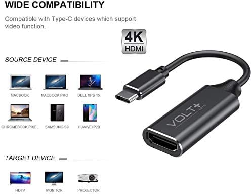 Trabalhos da Volt Plus Tech HDMI 4K Kit USB-C Compatível com o Adaptador Profissional JBL Clip 4 com saída digital completa