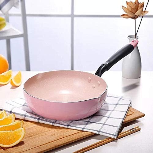 Czdyuf 26cm rosa wok não bastão frigideira fritada pan fry fry não bastão panela uso geral para fogão a gás e indução