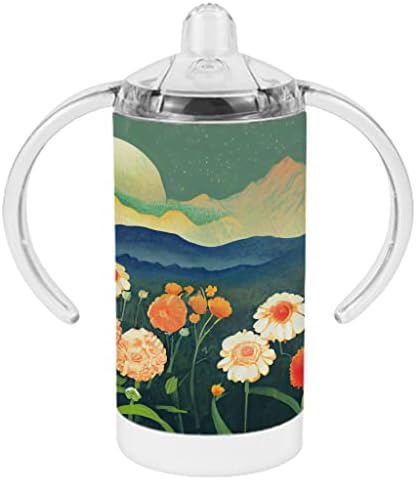 Copo com canudinho de Meadow - Ilustração Baby Sippy Cup - Copo com canudinho da paisagem